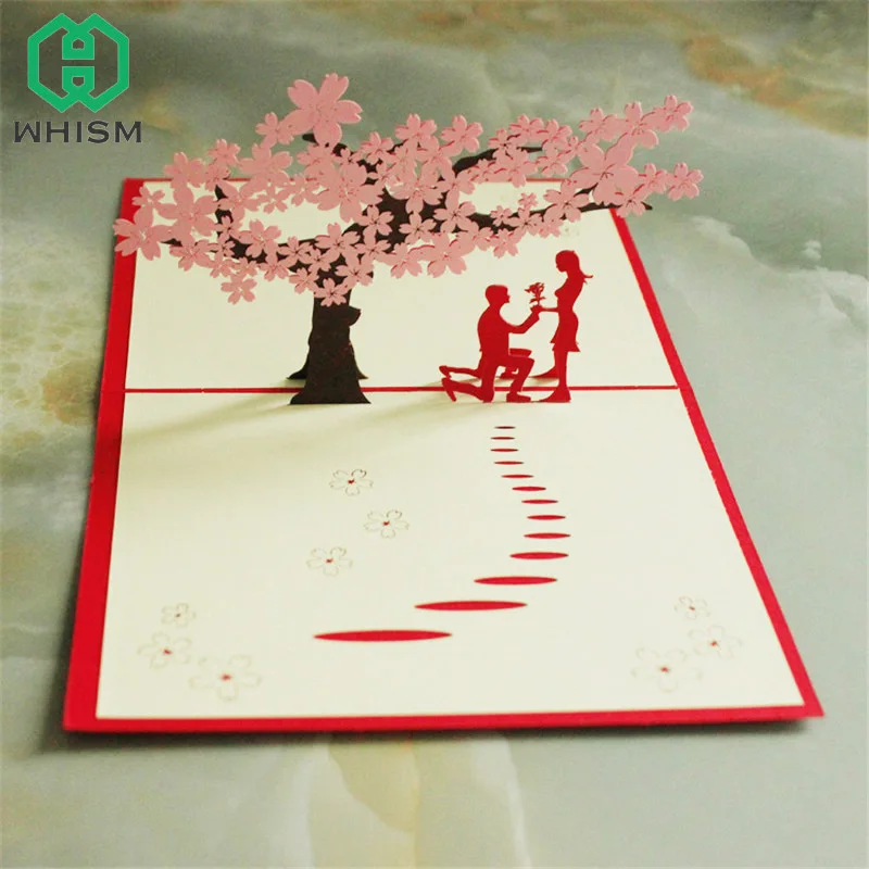  WHISM 3D Pop Up Greeting Cards Postcard Thank You Cards Birthday Weeding Greeting Cards Vintage Gif - 32885200878