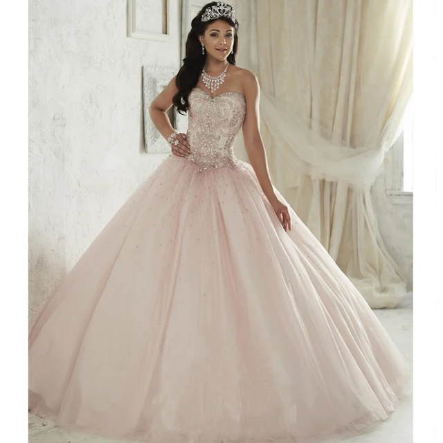 Beautiful Light Pink Quinceanera Dress 2016 Vestido De 15 Nos Tulle Beautiful Light Pink Quinceanera Dress 2016 Vestido De 15 Nos Tulle Sweet 16 Dresses Sweetheart Rhinestone