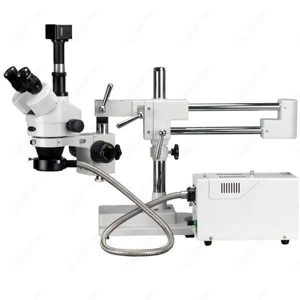 Simul-Focal Trinocular Microscopy3.5X-90X Simul-Focal Trinocular Boom Microscopy System + USB Camera 1