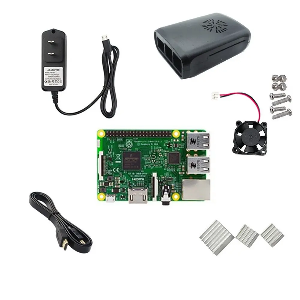 

Original Raspberry Pi 3 Model B Kit+Case+HDMI+Fan+Heatsink +5v 2.5A Power Supply(only for USA)