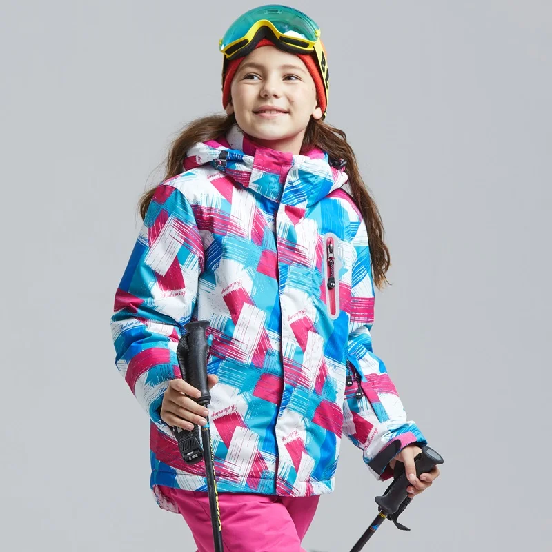 Детская профессиональная зимняя Лыжная куртка, водонепроницаемая теплая куртка для походов и походов, куртка с капюшоном для мальчиков и девочек, лыжная куртка для сноубординга - Цвет: HX-36