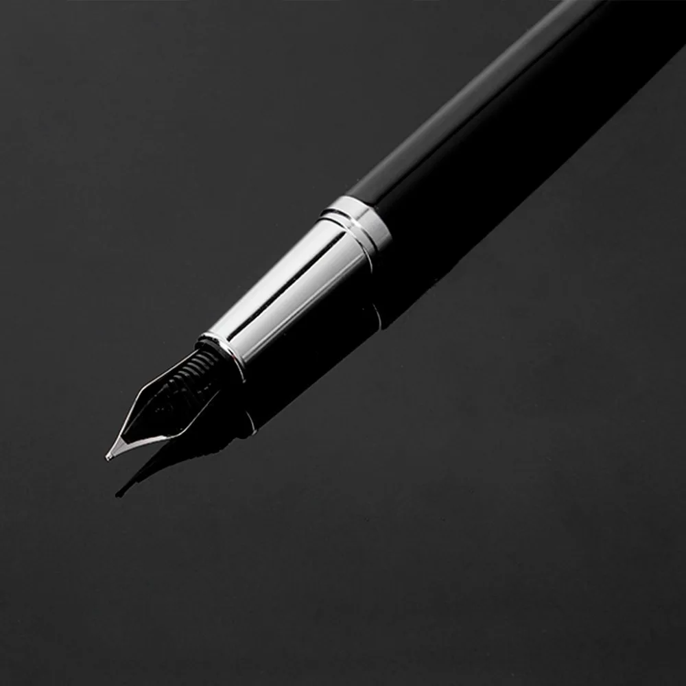 Палладиевая Обшивка с черным покрытием перьевая ручка Серебряная клипса Изящный Перо гладкое письмо Escolar Papelaria