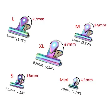 

Rainbow Bulldog Clips Colorful Office Finishing Clip Stainless Steel Metal Receipt Folder Paper Document Binder Clips Raindrop