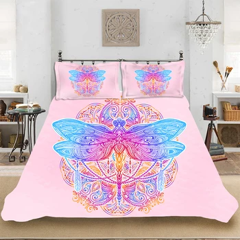 

Animal Pattern Light Color Dragonfly Bedding set Bedclothes Include Duvet Cover Pillowcase Print Home Textile Bed Linens