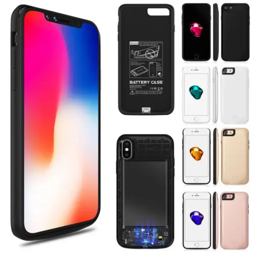 Двойное время использования! Чехол для зарядного устройства iPhone 7 8 Plus X. Тонкий и