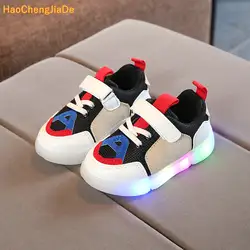 Новые детские; обувь на плоской подошве для девочек и мальчиков свет светящиеся световой светодиодный Cool Kids Демисезонный детская обувь с