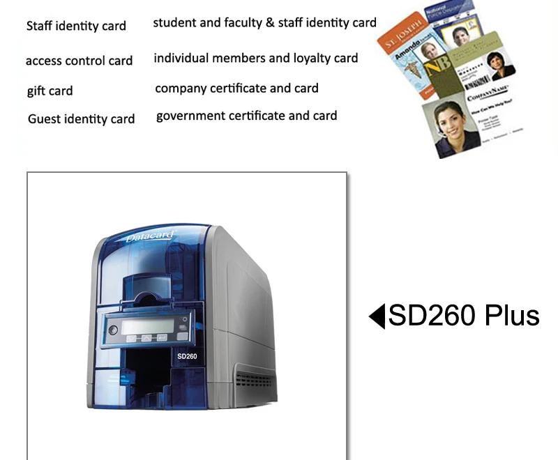 Datacard SD260 односторонний пластиковый ПВХ принтер для удостоверения личности, один Односторонний принтер с двумя цветными лентами YMCKT