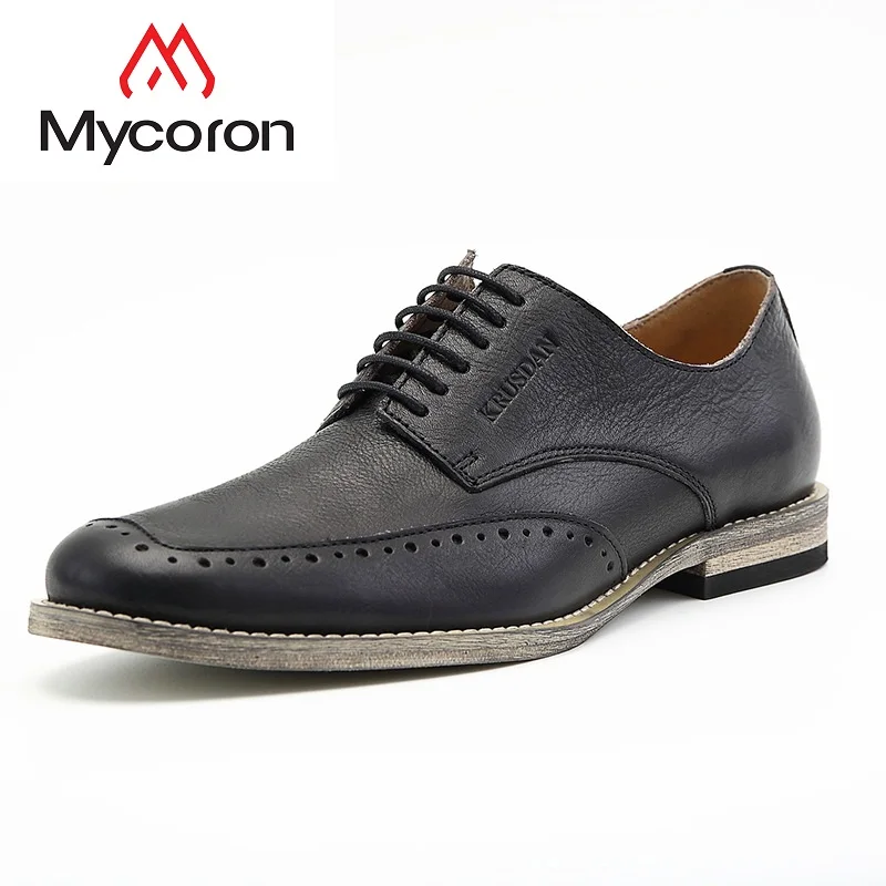 

MYCORON New Brand Work Men Boots Fashion Brogue Shoes Luxury Designer Formal Wedding British Style Casual Shoes Zapatos Hombre