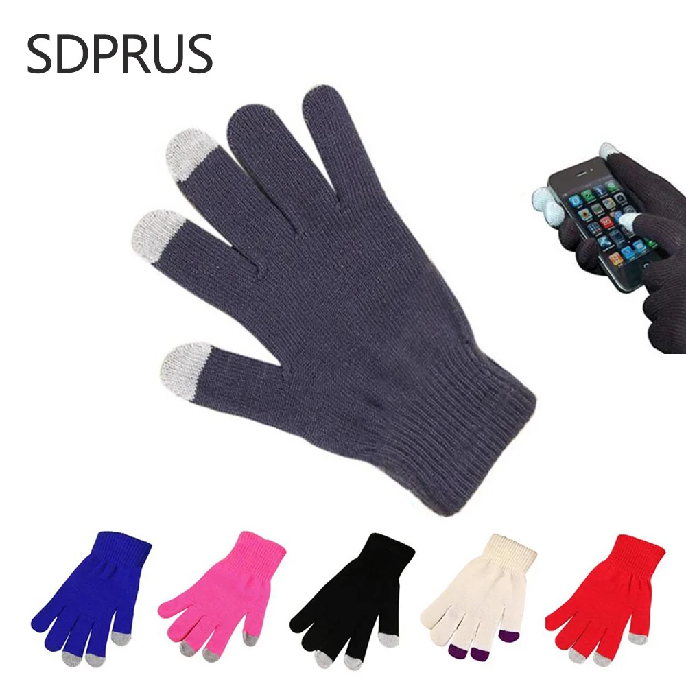Женские мужские зимние перчатки с сенсорным экраном, теплые перчатки, одноцветные хлопковые теплые перчатки для смартфонов, женские перчатки luvas guantes