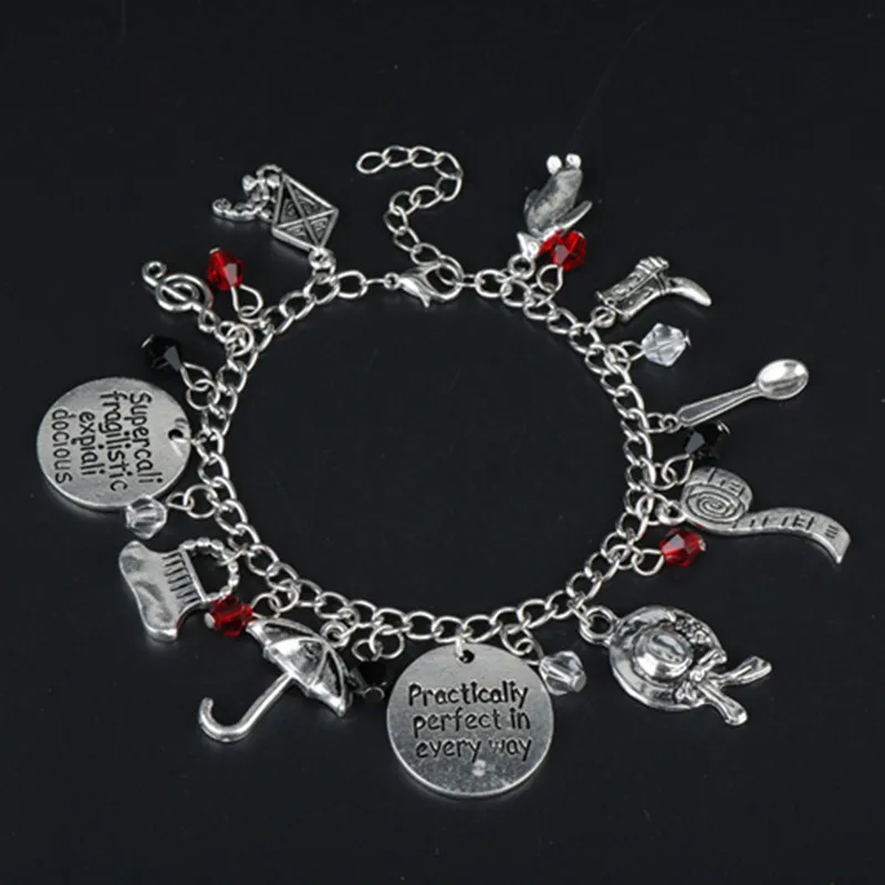 

New Fashion Style Mary Poppins Charms Bangles Bracelets for Women Accessories Movie Jewelry Romantic Bracelet