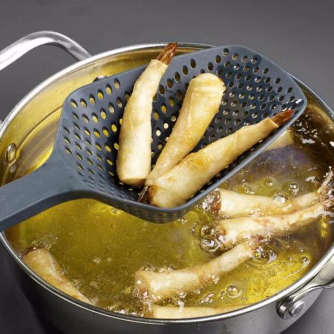 New Large  Kitchen Accessories Gadgets Nylon Strainer Scoop Colander Drain Veggies Water Scoop Gadget Cooking Tools Black