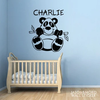

Cute Panda Bamboo Personalized Customized Kid Name Vinyl Wall Decal Sticker Mural Wallpaper Children Room Baby Nursery 60x60cm