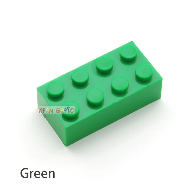 40pcs DIY Building Blocks Thick Figures Bricks 2x4 Dots Educational Creative Size Compatible With 3001 Plastic Toys for Children Green 40pcs
