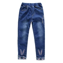 Модные джинсы для девочек; весенние брюки с рисунком; Детские узкие леггинсы; джинсы; одежда для детей; джинсы для девочек-подростков