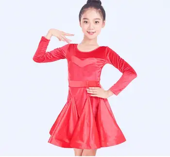 

kids latin dress Rumba salsa tango dress vestido latino dance dress competition red blue green black MW M0046