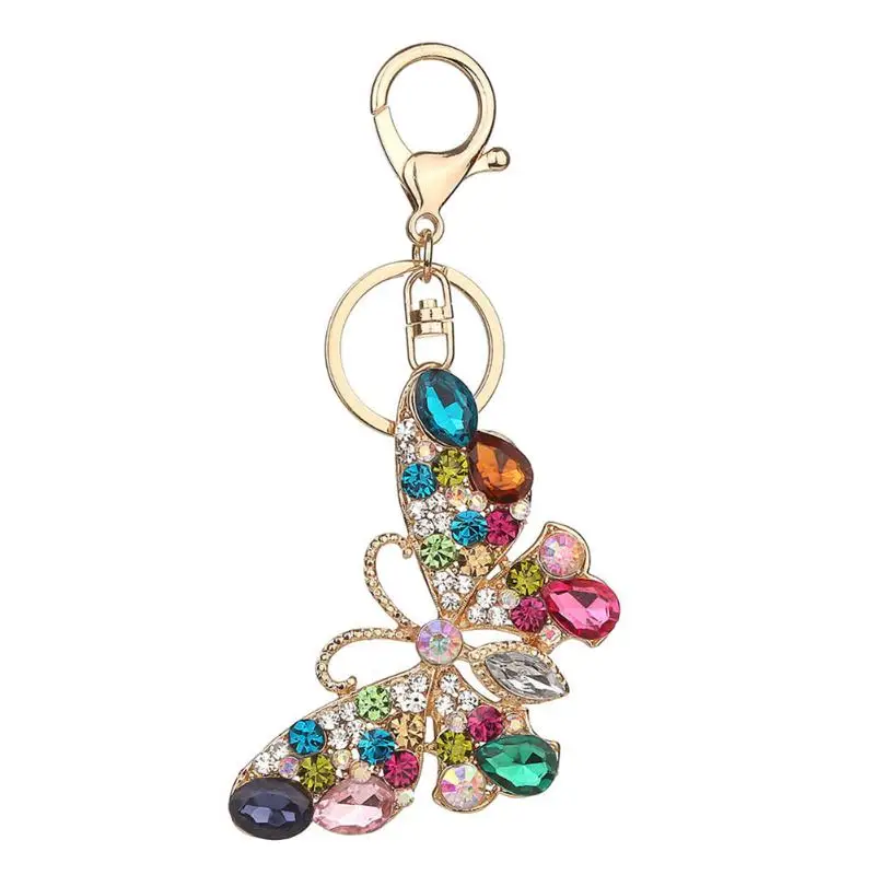 

Women Quality Rhinestone Keychain Lady Butterfly Shape Keychain Key Chain Holder Ring Car Bag Pendant keyring Jewelry