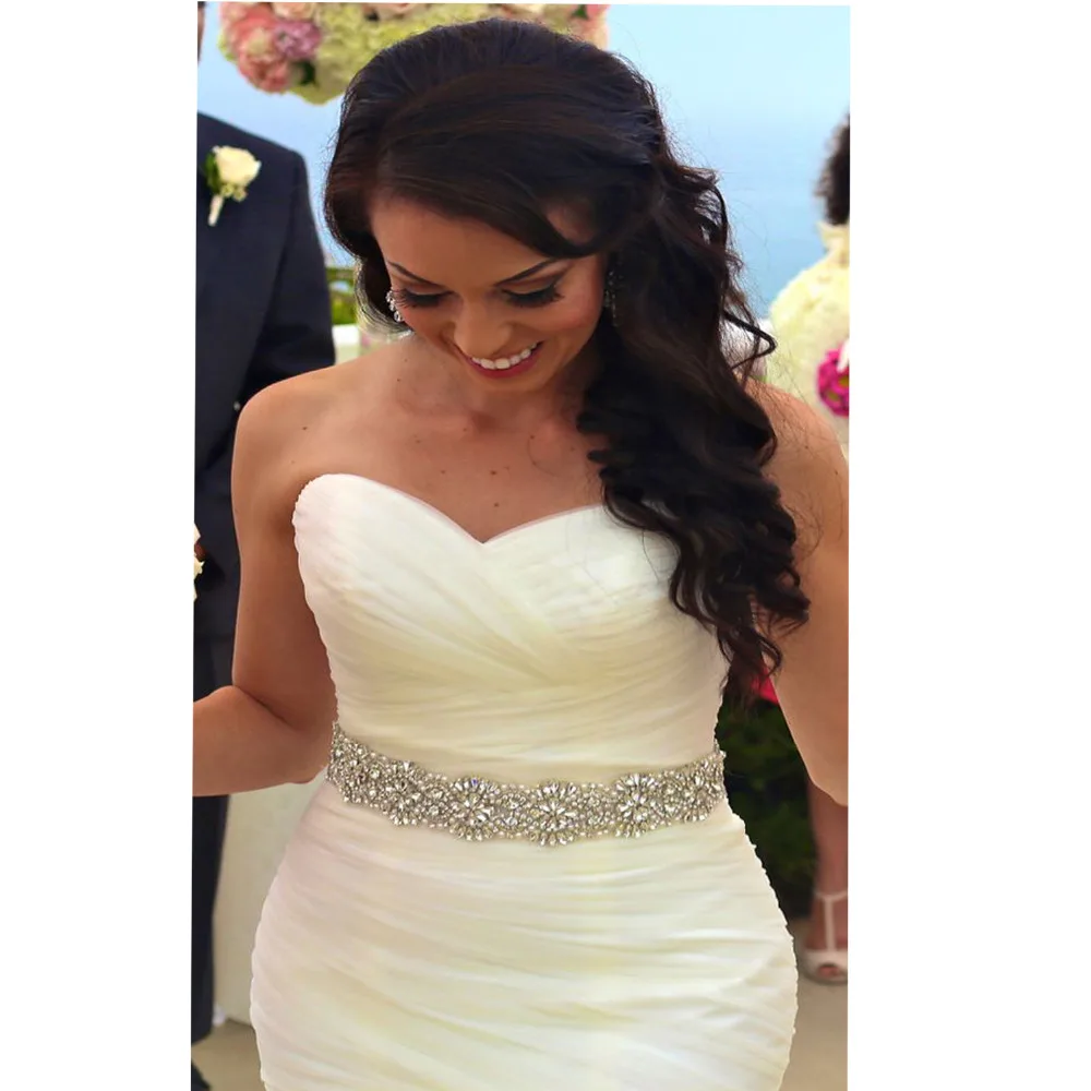YANSTAR font b Bridal b font Rhinestone font b Wedding b font Belts Thin Crystal Iron