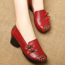 Spring and Autumn New National Style Shoe Thick - heel Middle - heel Color Matching Single Shoe Genuine Leather women shoes цена Spring and Autumn New National Style Shoe Thick - heel Middle - heel Color Matching Single Shoe Genuine Leather women shoes цены онлайн
