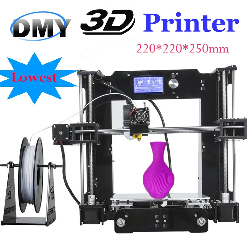  New A6 Imprimante impresora Precision Reprap Prusa 3d printer Big printing Industrial i3 DIY 3d Printer DIY Hotbed With Filament 