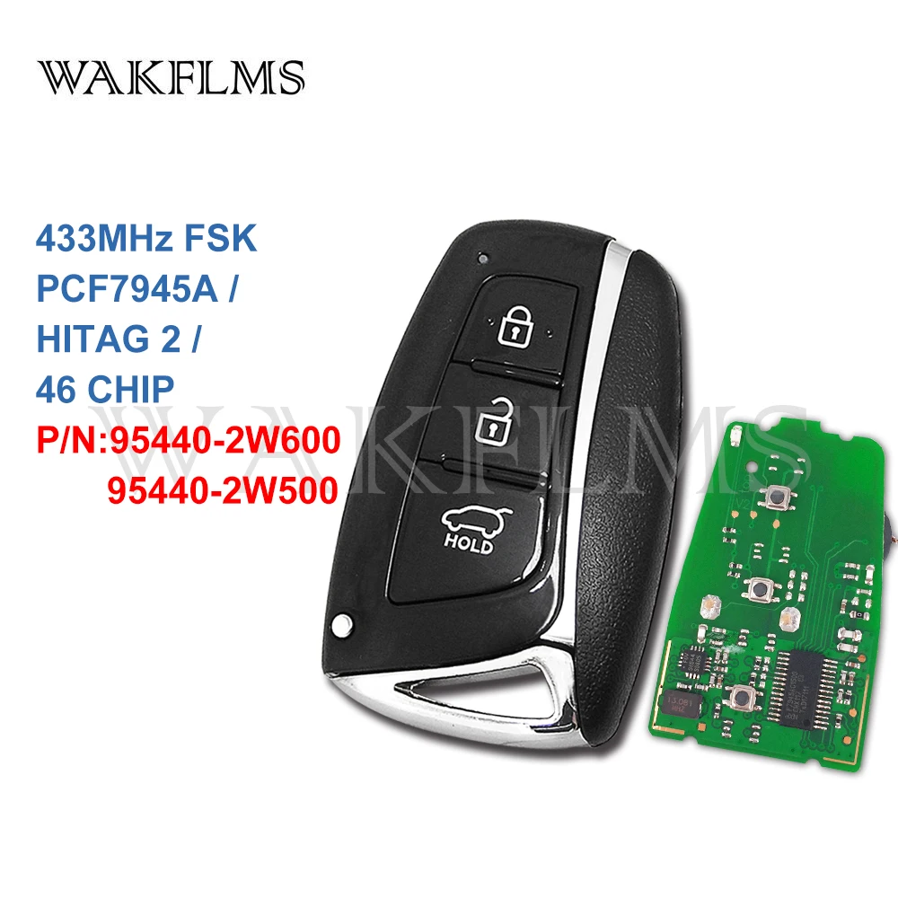 

3 btns Remote Smart key 433Mhz For HYUNDAI new Santa fe IX45 with PCF7945 chip 95440-2W600 95440-2W500