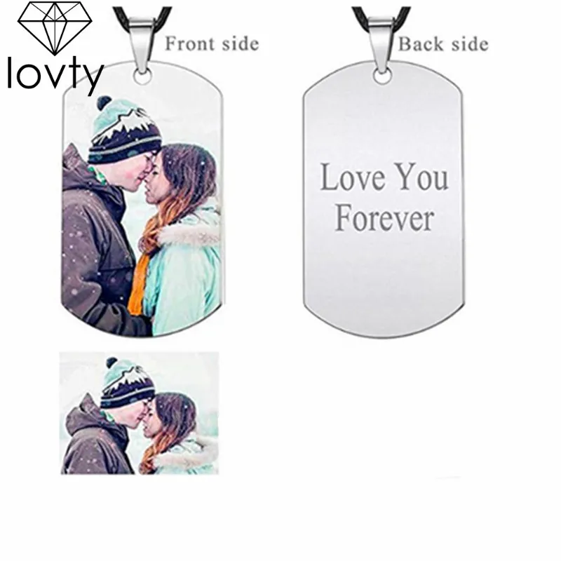 

lovty Titanium Steel Custom Colorful Photo Back-Engraving Necklace Pendants Personalized Photo Engraved Necklace Gift for Mother