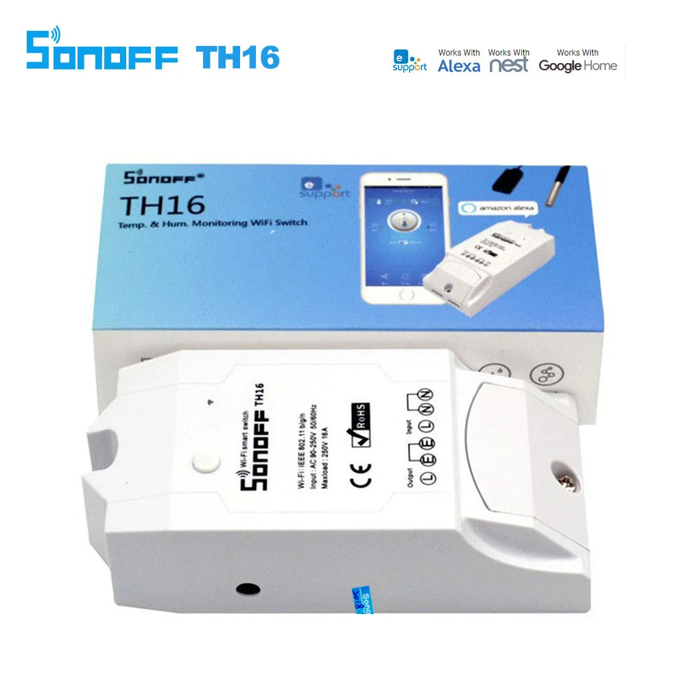 

Sonoff TH16 Smart Wifi Switch Monitoring Temperature Humidity Wifi Smart Switch Home Automation Kit Works With Alexa Google Home