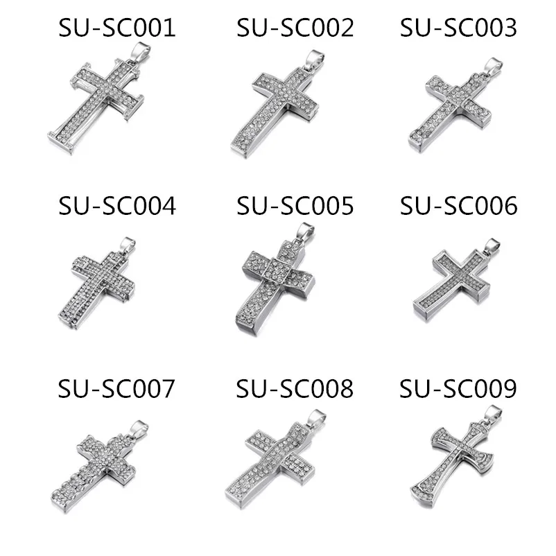 Крошечные шикарные стразы, подвеска в виде Креста Иисуса для мужчин, покрытые блестящим кристаллом, золото/серебро, ожерелье с цепочкой, ювелирные изделия в стиле хип-хоп