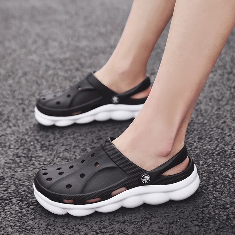 Мужская Летняя водонепроницаемая обувь без шнуровки; супер-светильник; дышащие мужские кроссовки; быстросохнущая обувь для плавания - Цвет: Black White