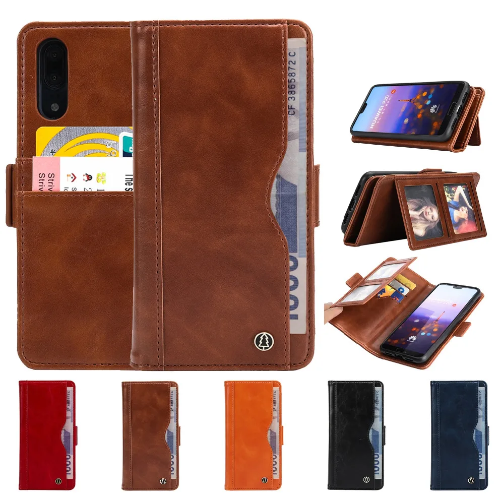 Vintage Wallet Flip Kickstand Phone Bag Case for Huawei P20 Pro Credit Card Holder Coque Cases P20Pro Cover | Мобильные телефоны и