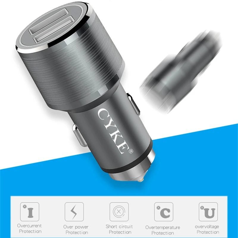 

CYKE 2.4A Car Phone Charger 2 Port 18W Car-Charger Fast Car Accessories USB Charger for Samsung Huawei HTC Tablet Charger
