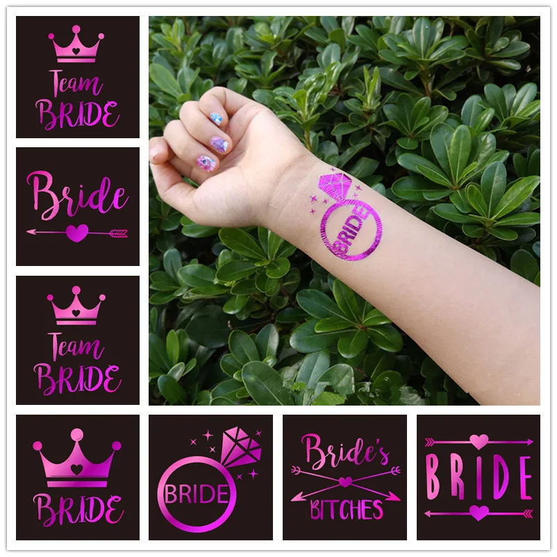 10pcs Team Bride To Be Temporary Tattoo Sticker Bachelorette Party Decorations Bridal Shower Hen Decor Wedding | Дом и сад