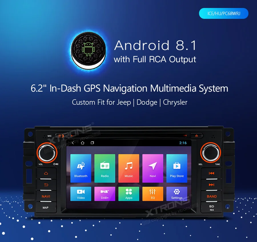 Perfect XTRONS 6.2" Android 8.1 Car Radio DVD Player RCA GPS Navigation for JEEP Commander Grand Cherokee DODGE Caliber Chrysler 0