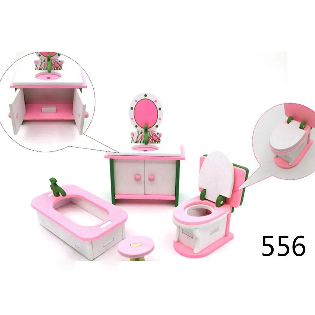 الأطفال دمية محاكاة الأثاث لعب الحمام غرفة متعددة النوم مطبخ أكثر من 3 سنة مجموعة