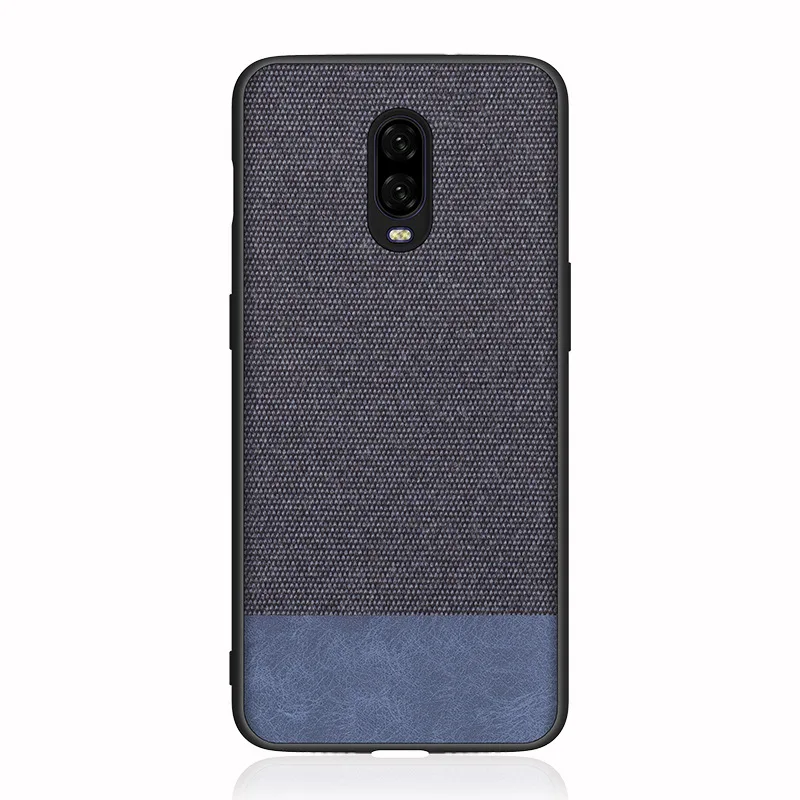 blue with blue Премиум Холст Ткань противоударный чехол для Oneplus 6 T тонкий силиконовый мягкий край телефона чехол для Oneplus 7 6 тряпичный чехол оболочка - Цвет: blue with blue