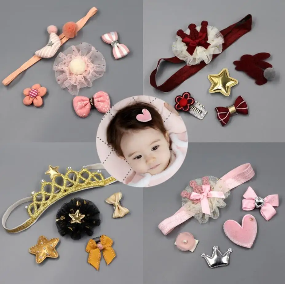 

5 pcs/- Children Gift Set With Headbands Hairpins Hair clips For The Newborn Or One Year Little Girls Hair Accessories