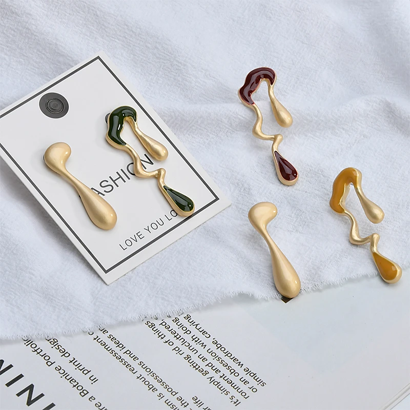 

Abstract exaggerated oil dripping irregular element alloy ear nail DIY Handmade Jewelry Earring accessories materials