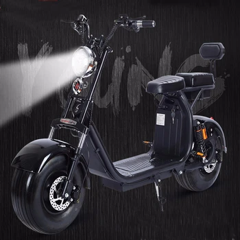 

Electric Scooter Citycoco 1000W Lithium Battery Adult E-Bike with LCD Button Start Big Wheel Motorcycle Double Backseat