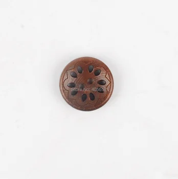 

Dowonsol 50 pieces coffee color of handicraft wooden round button cute openwork pattern diy handmade size about 20mm