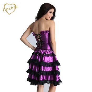 

Corset Dress Prom Sexy Plus Size Corsets and Bustiers Lace Up Corset Purple Set Women's Corset Bustiers with Tutu Skirt