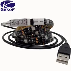 DC 5 В 0,5 м 1 м 2 м SMD 5050 USB Светодиодные ленты света 60 светодиодный s/m IP65 водонепроницаемый RGB гибкий светодиодный лента ТВ фон свет