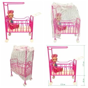 

NK One Set Doll Accessories Baby Bed Super Cute Bed For Small Kelly Dolls For Barbie Dolls Girls Gift Favorite Design Toys DZ