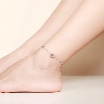 

Real 925 Sterling Silver Heart Cut Ball Foot Chain Enkelbandje Halhal For Women Girls Anklet Fashion Summer Jewelry Best Gift