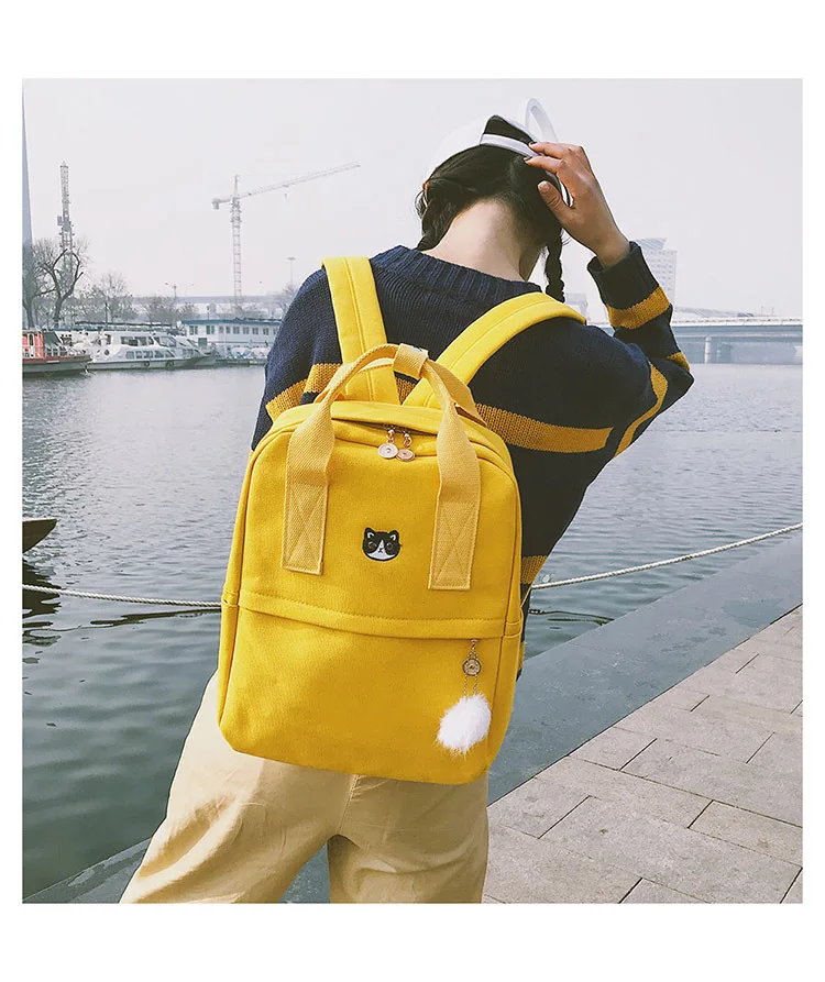 MJ Canvas Backpack Women Travel Bag Female Large Canvas Travel Backpack Fashion School Bag for Teenage Girls (10)