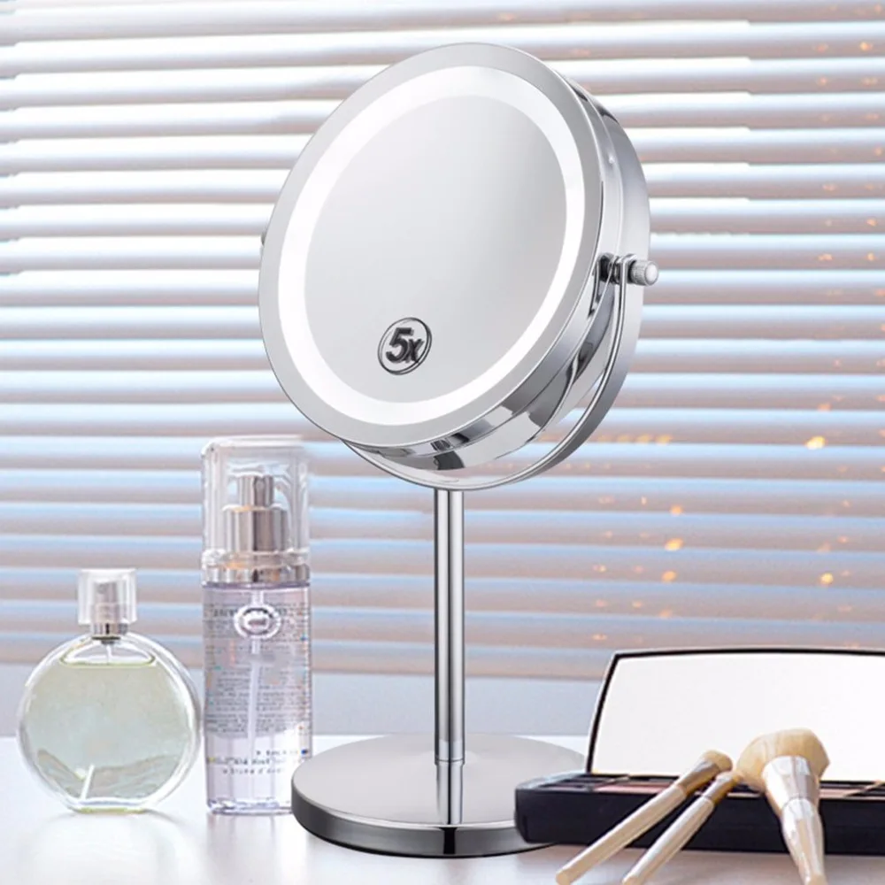 Emissor de Luz Tamanho Portátil Ampliação Maquiagem Facial Cosméticos Mulheres Mesa Espelho Forma Redonda Diodo 2020 Hot New 5x Mod. 1211477 8 Cheap Espelhos para maquiagem