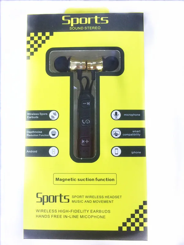 Bluetooth беспроводные наушники спортивные наушники стерео наушники с микрофоном гарнитура для iPhone Xiaomi Ecouteur Auriculares - Цвет: Gold With Retailbox