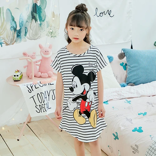 Ночная рубашка для девочек; Новинка г.; летняя модная одежда принцессы с героями мультфильмов; Длинная детская одежда для сна; милые детские пижамы; подарки на день детей - Цвет: tiaomiqi