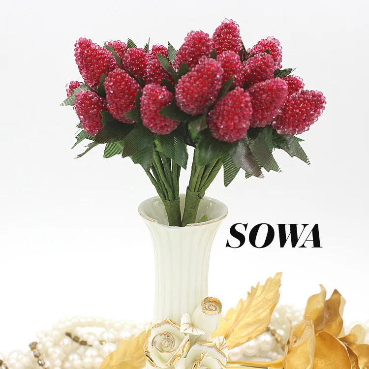 High Quality Red/white Color 15x25mm Head Artificial Strawberry Stamen