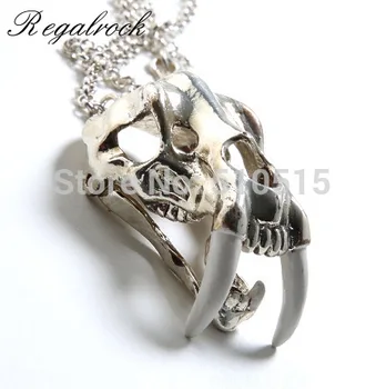 

Regalrock La Brea Tar Pits Cranium Skull Smilodon Pendant Necklace
