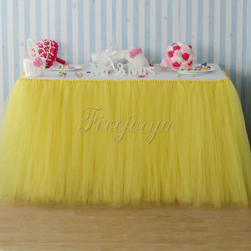 Желтая Тюлевая юбка-пачка для стола 100 см x 80 см, Тюлевая юбка-пачка, Свадебная вечеринка, украшение душевой кабины для малышей