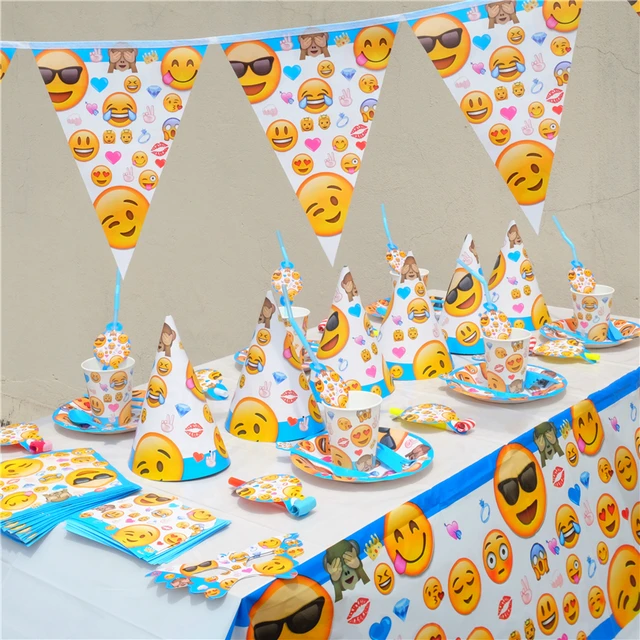 emoji smile cry kids birthday party decoration set party supplies